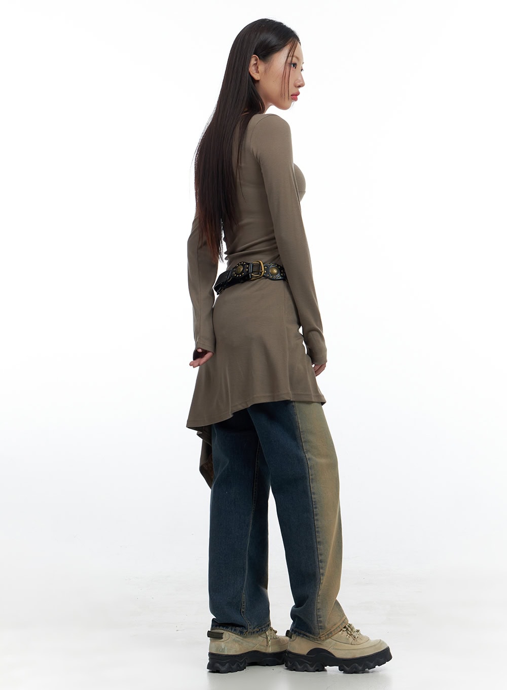 Lark Brown Washed Out Wide Leg Denim CS424