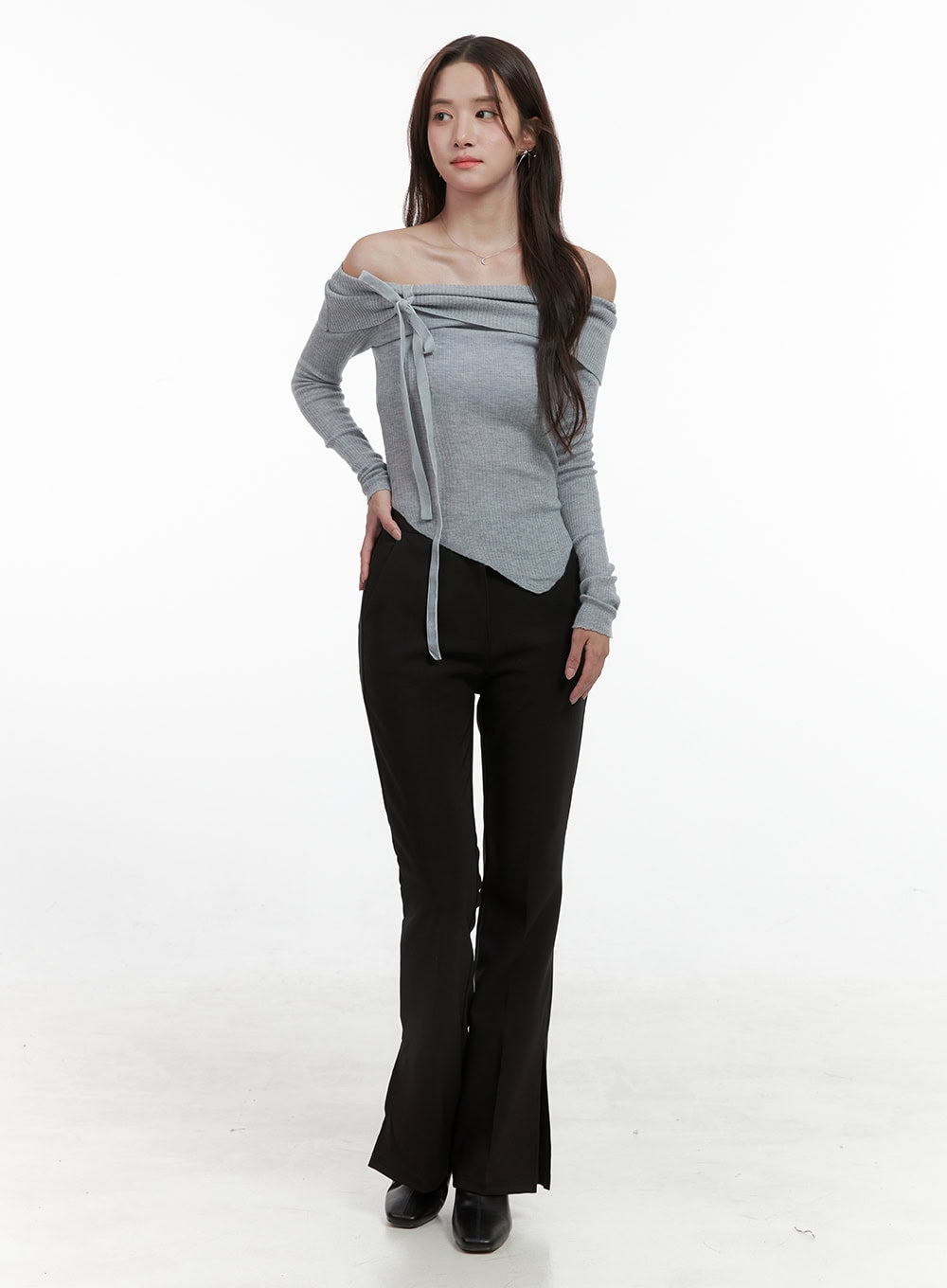 Streamline Fit Slit Poly Rayon Trousers OS416