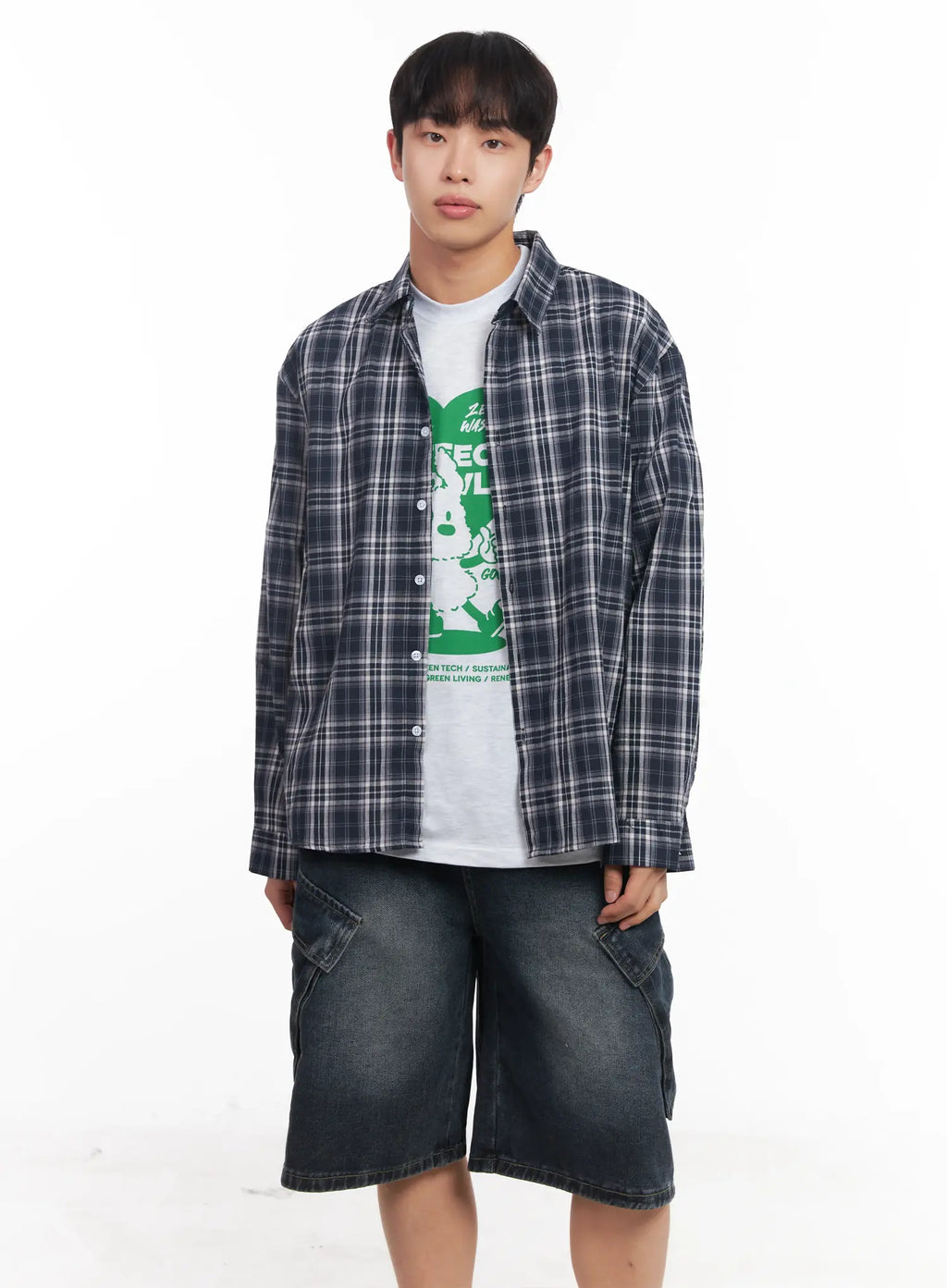 Men's Loose-Fit Flannel Shirt IU519