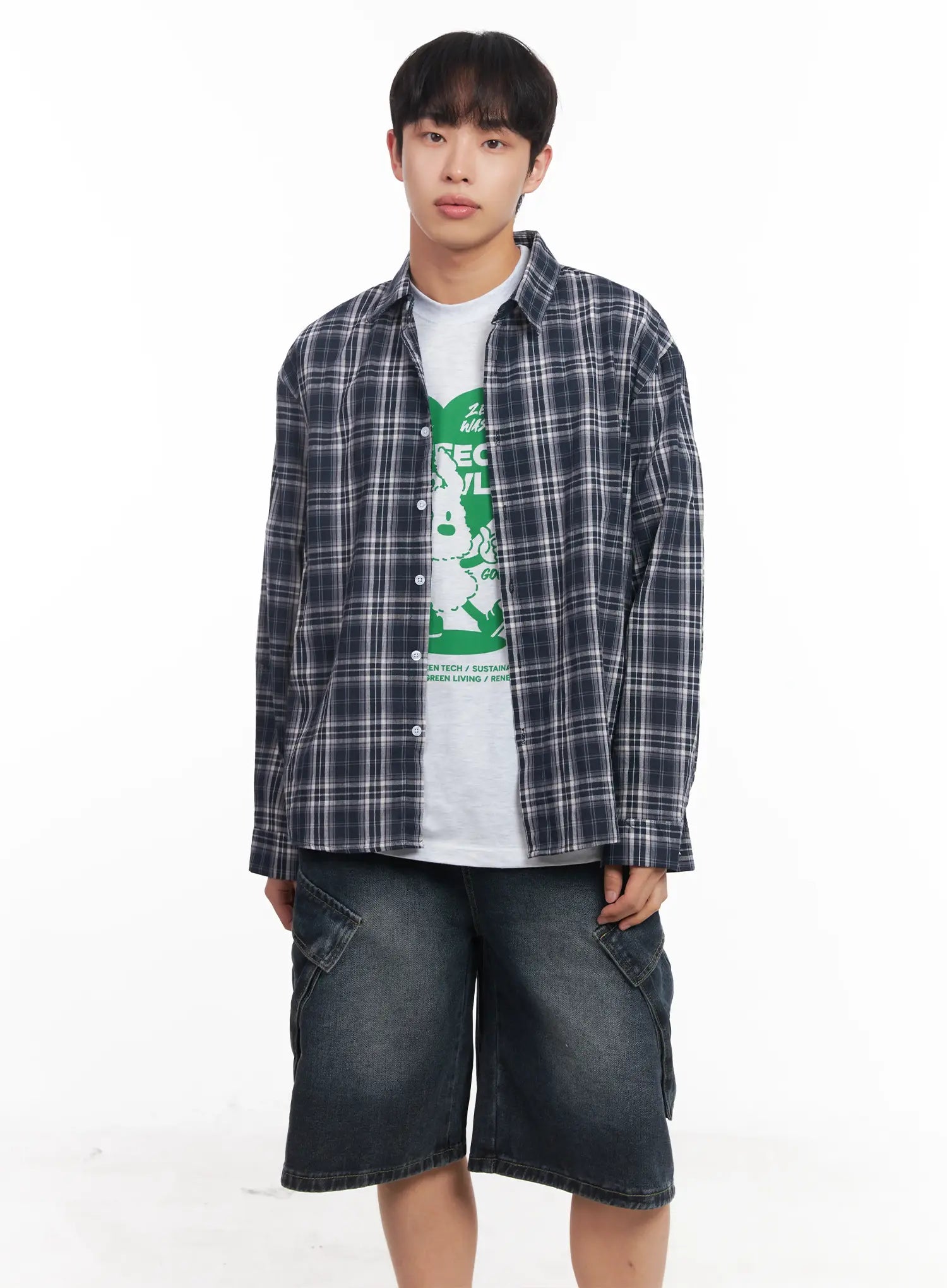 Men's Loose-Fit Flannel Shirt IU519