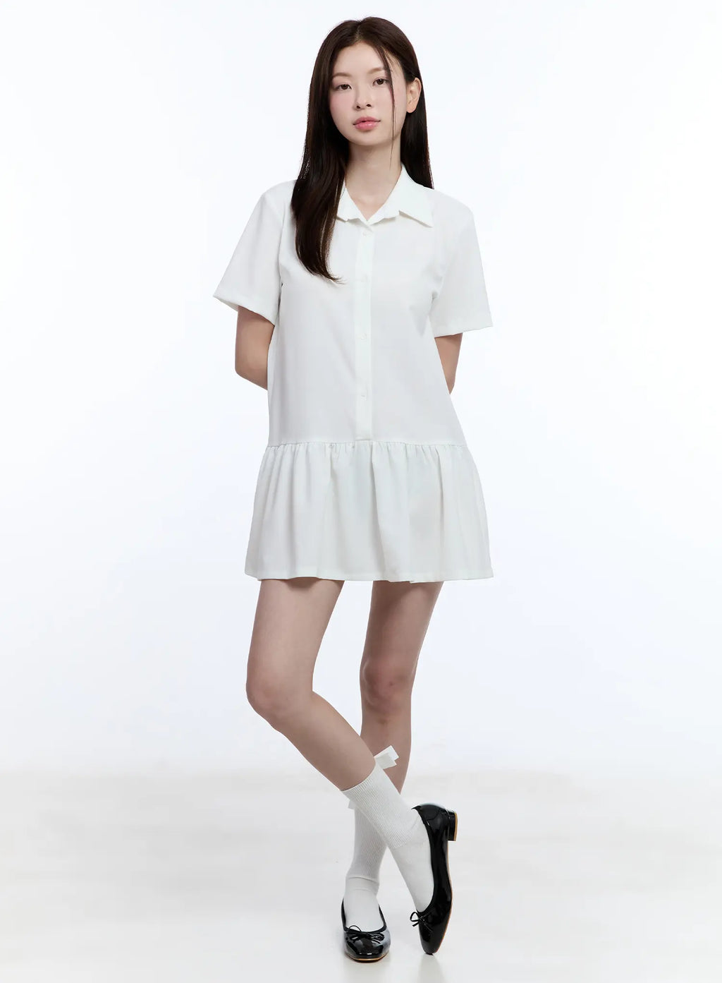 Collared Frill Mini Dress CU513