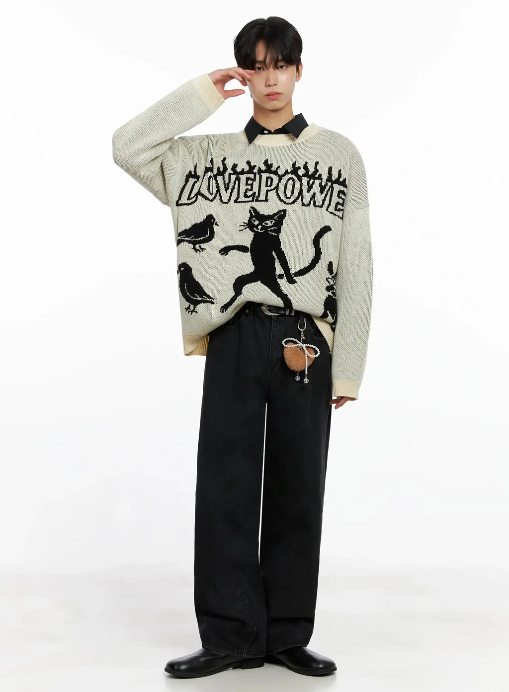 Men's Oversized Graphic Knit Sweater IO517