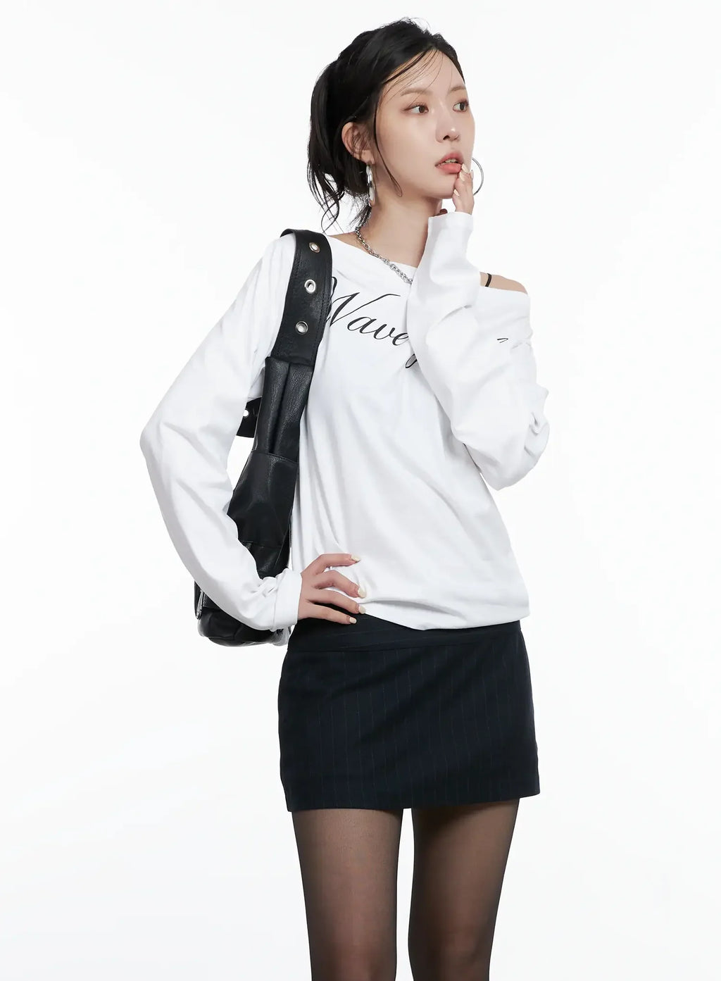 Asymmetrical Shoulder Long Sleeve Top CS512