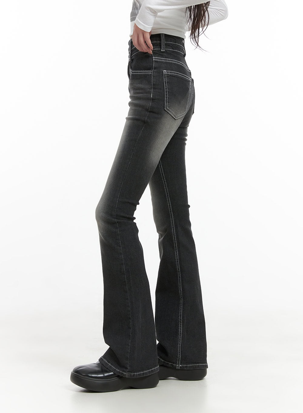 Gigi Two-Button Slim Bootcut Jeans CG421