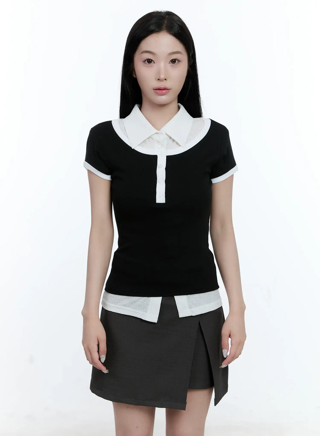 Contrast Basic U-Neck Tee CL530