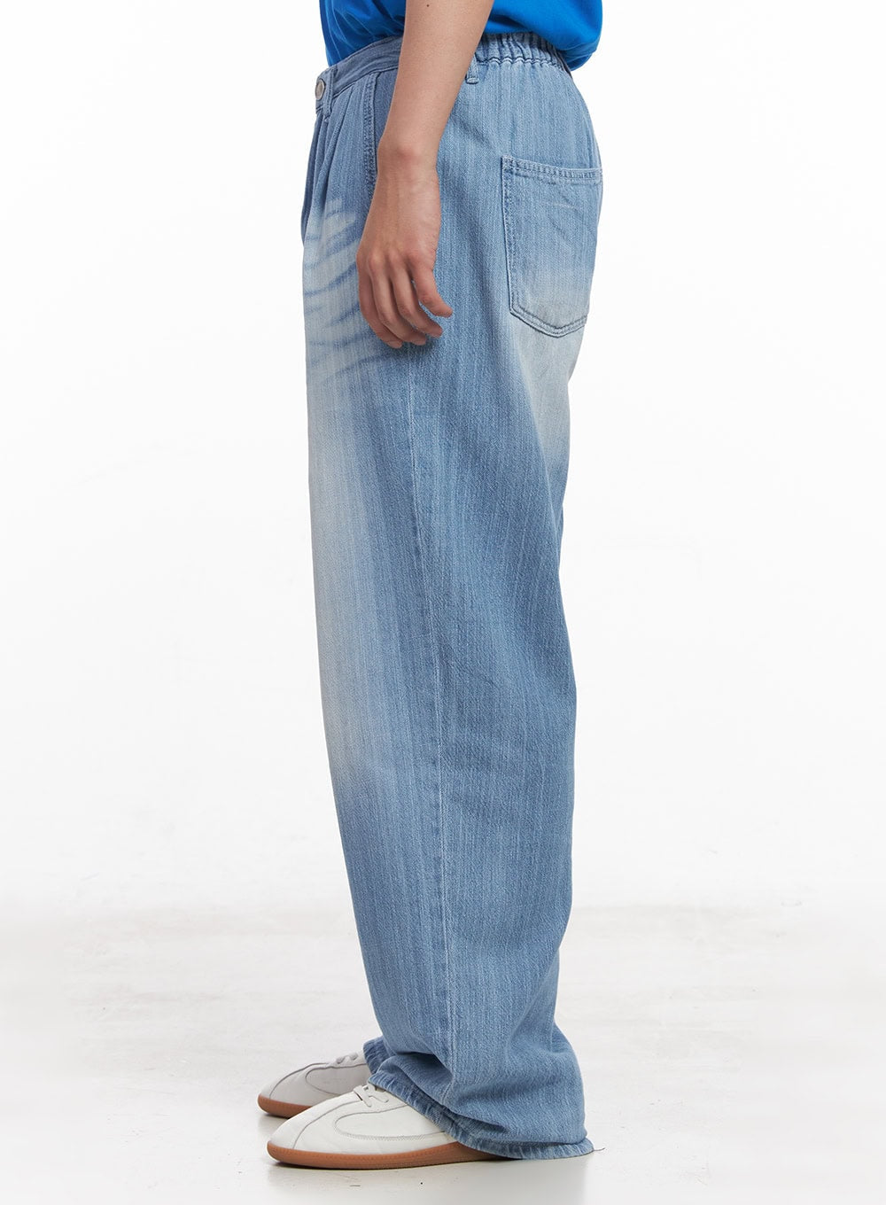 Men's Pintuck Linen Comfort Jeans (Light blue) IY522