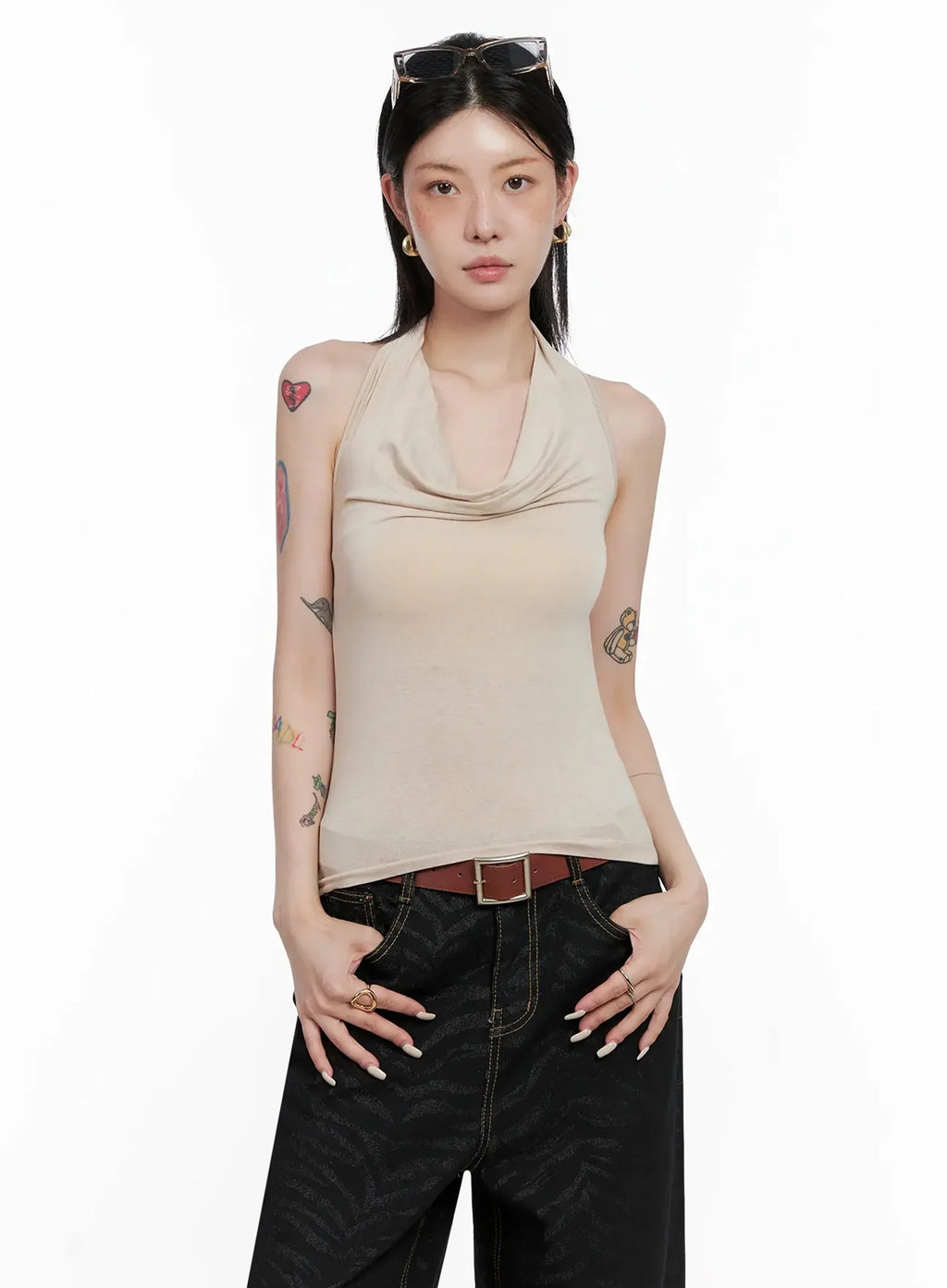 Cowl Neck Top Bolero Set IS508