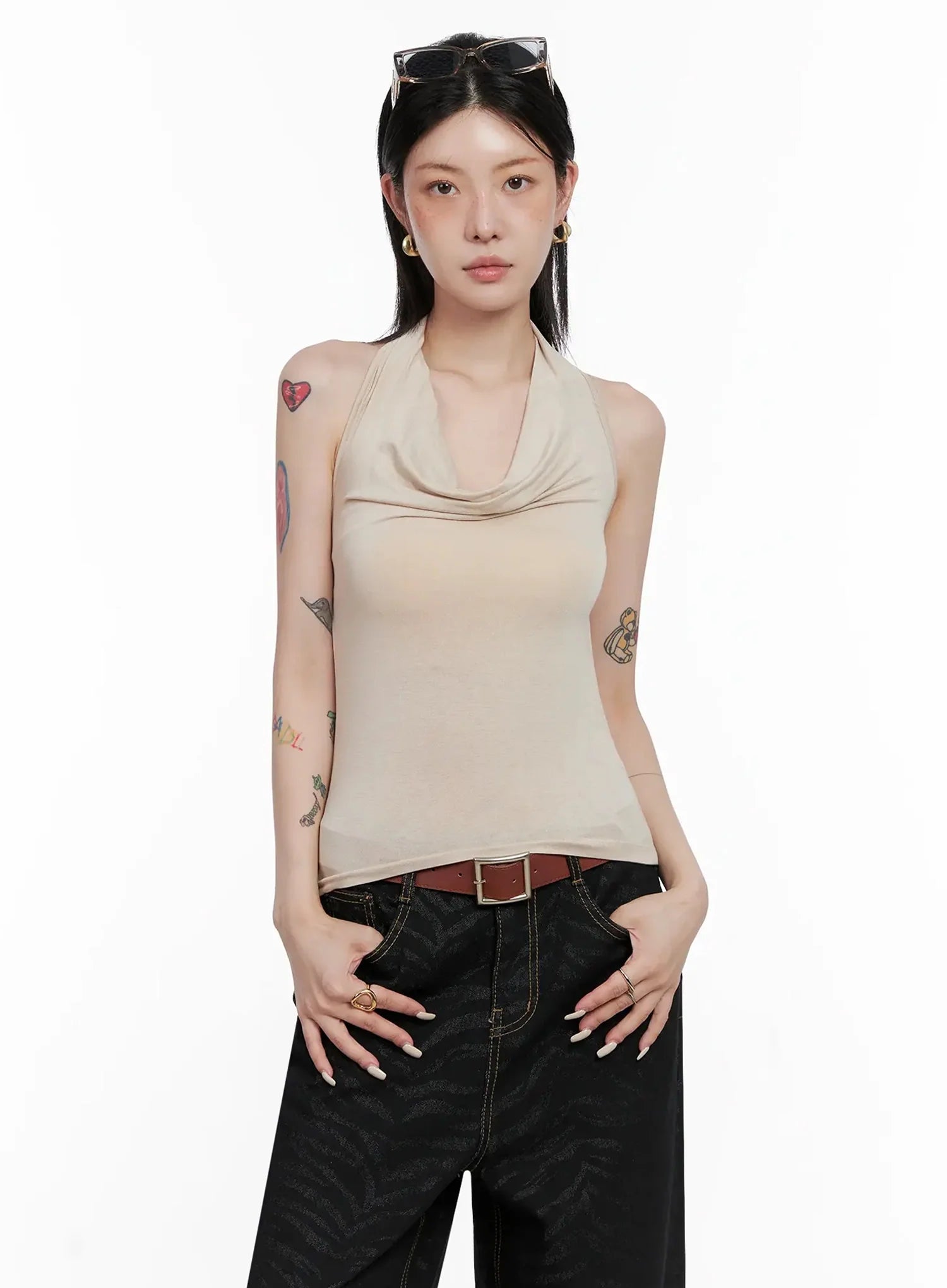 Cowl Neck Top Bolero Set IS508