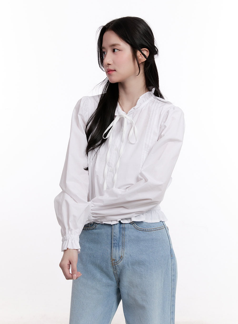 Ribbon Frill Long Sleeve Blouse CM526