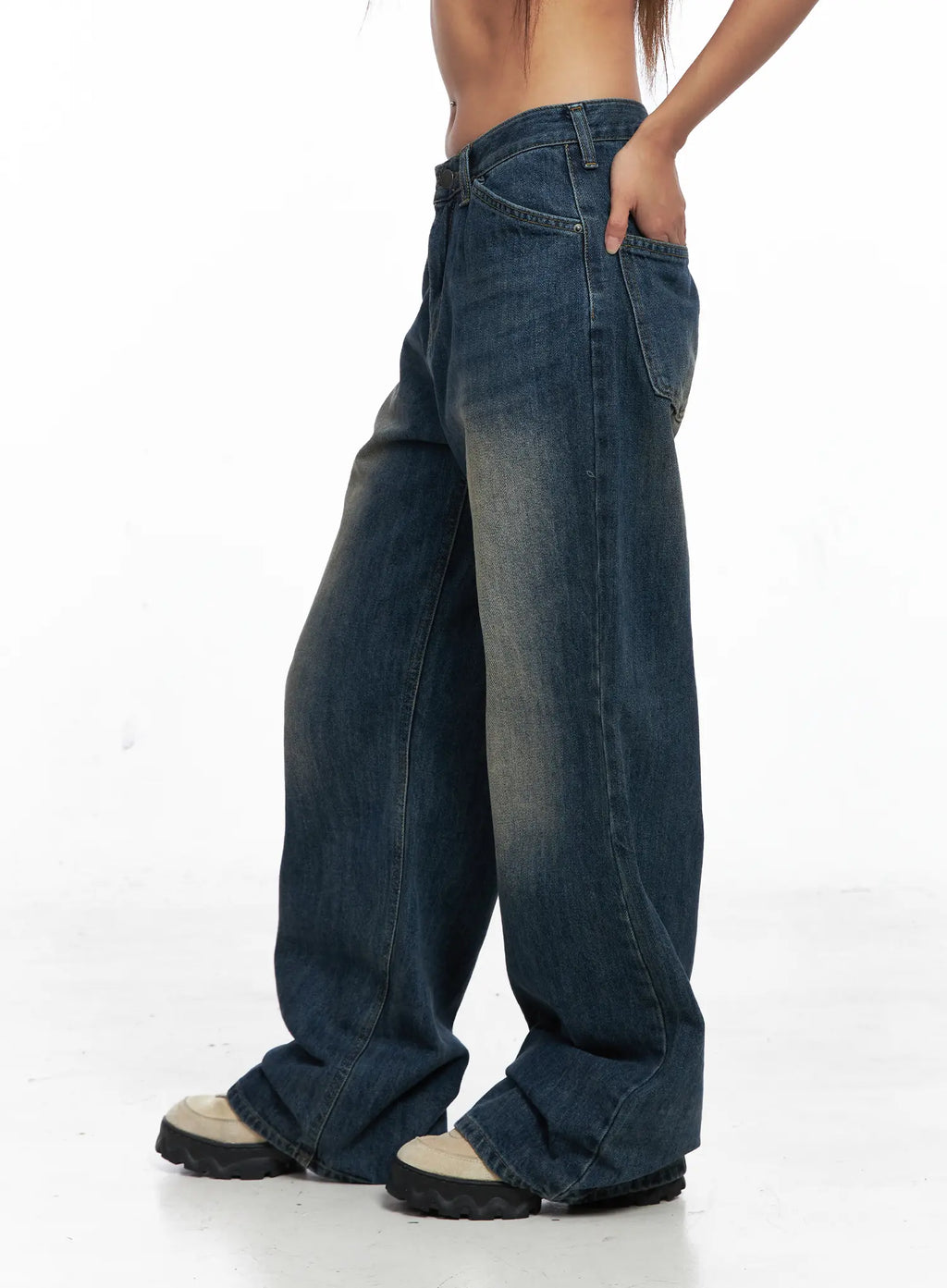 Jaden Back Seam Washed Baggy Jeans CO510
