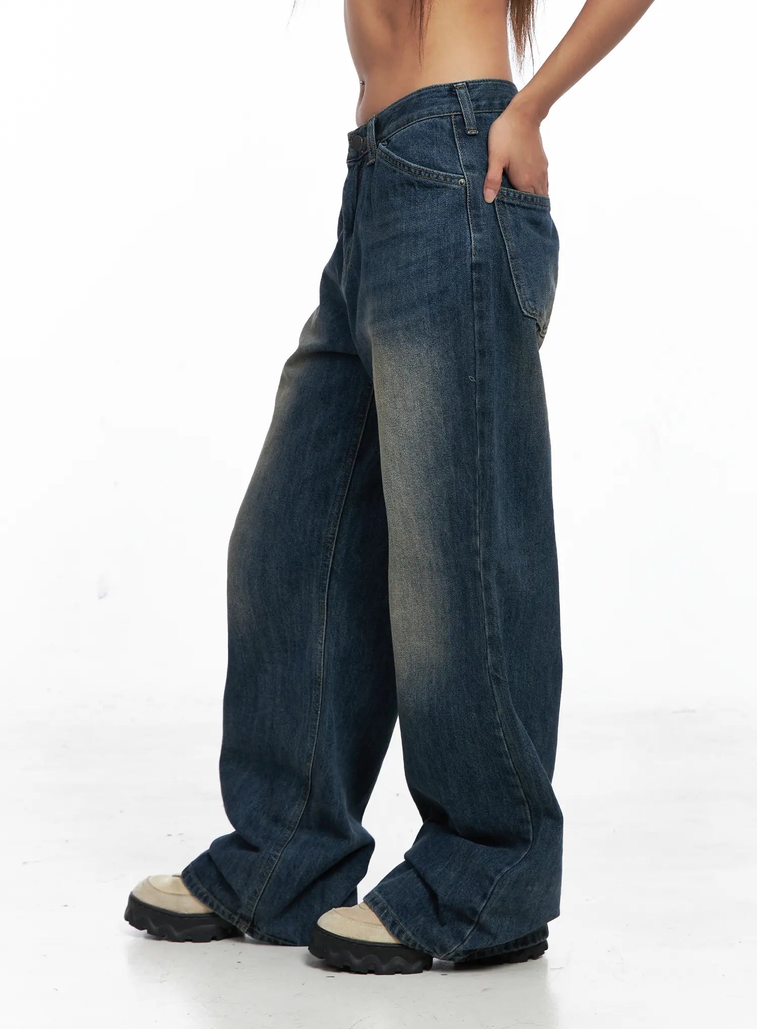 Jaden Back Seam Washed Baggy Jeans CO510