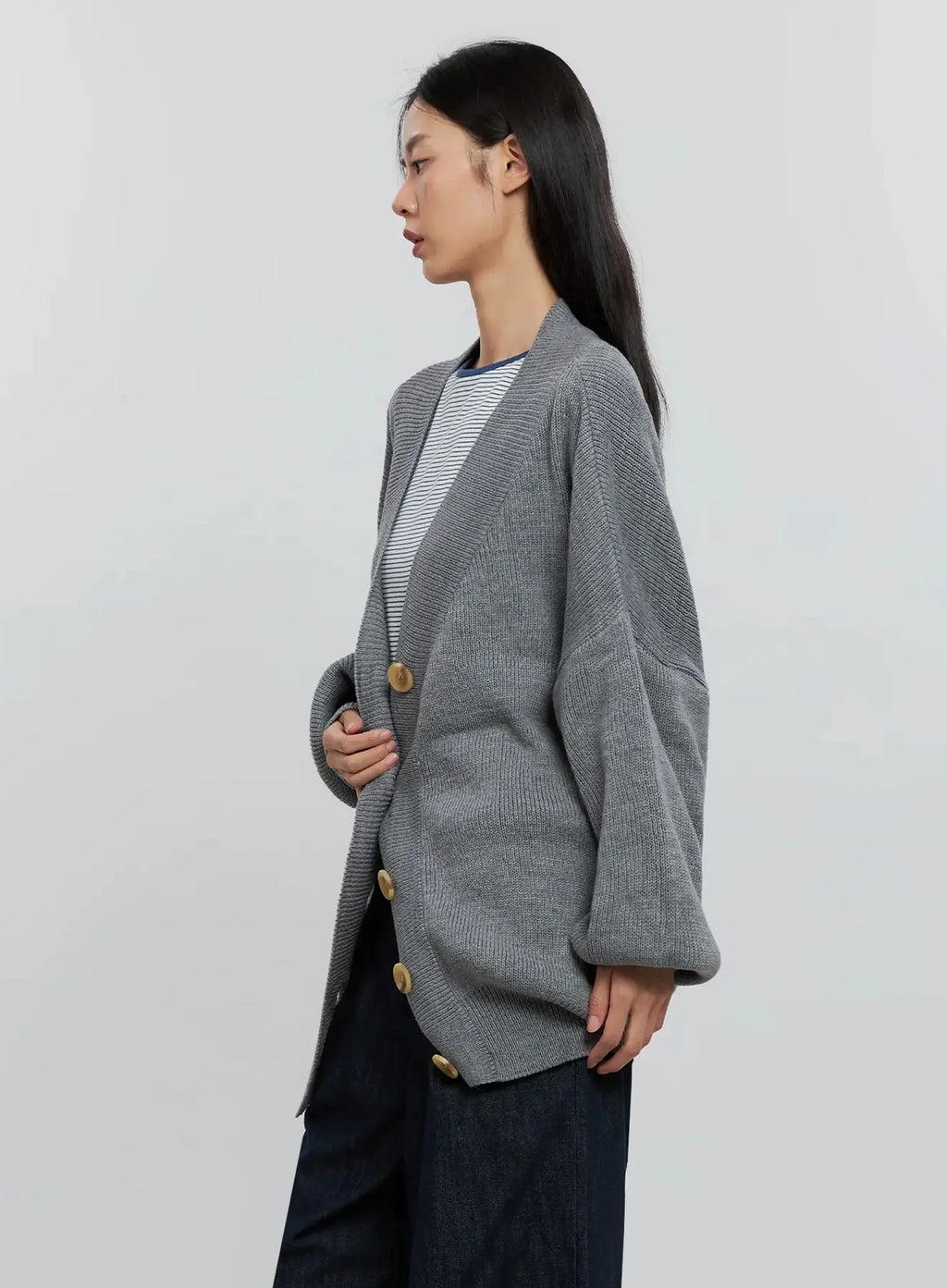 Ribbed Oversized Cardigan IS516