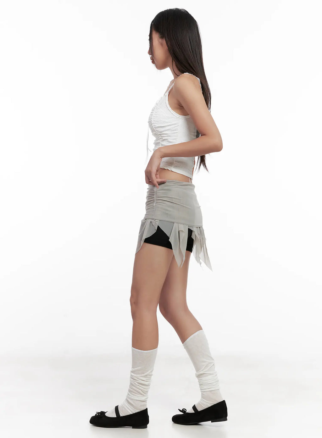 Lace Shirred Cropped Tank CL518