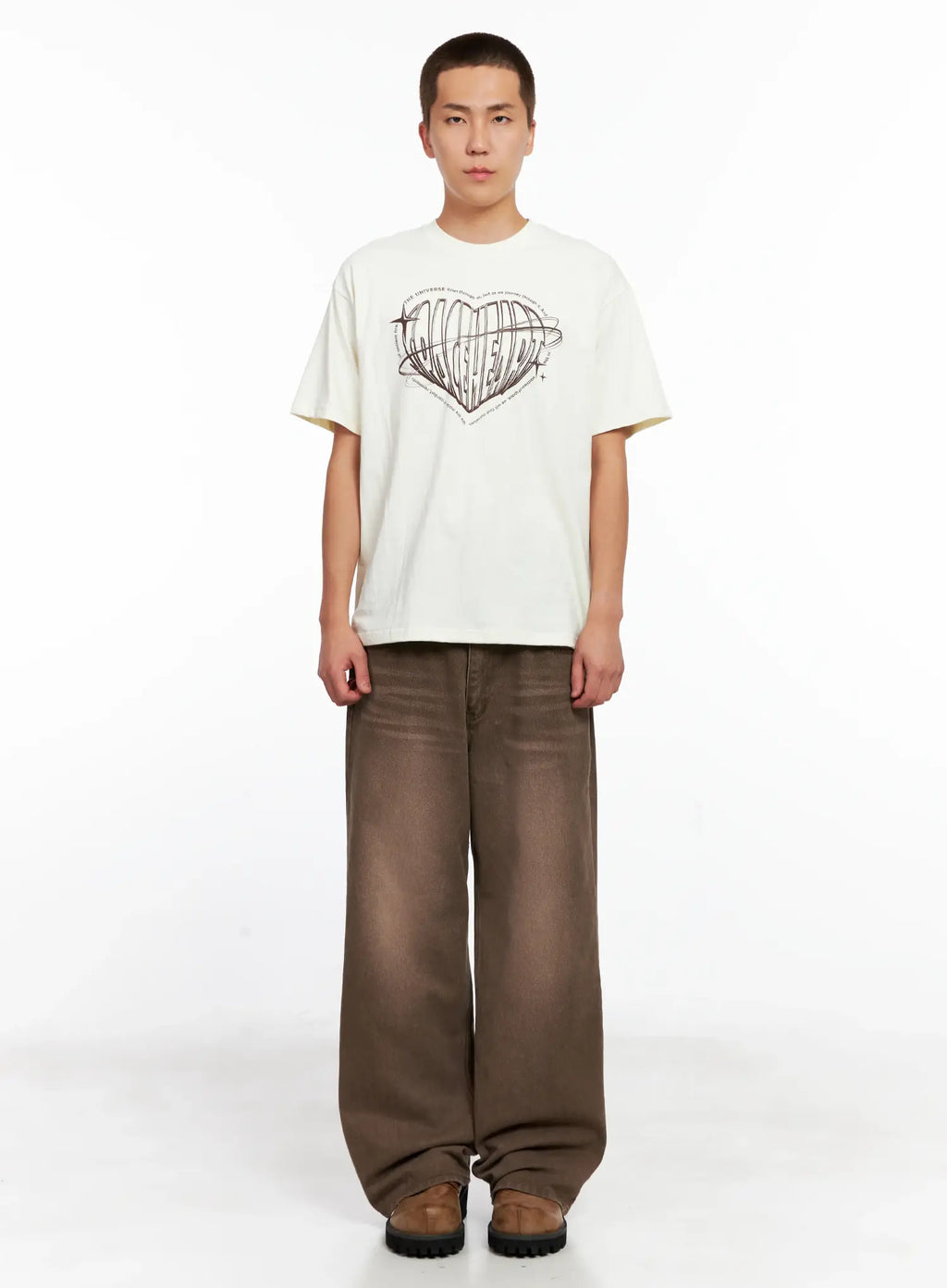 Men's Washed Wide-Leg Denim Jeans IG511