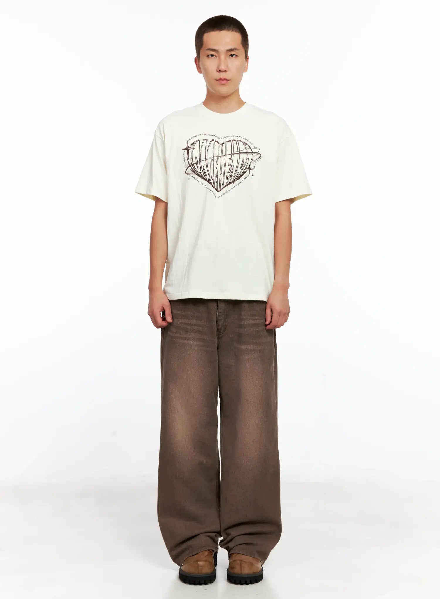 Men's Washed Wide-Leg Denim Jeans IG511