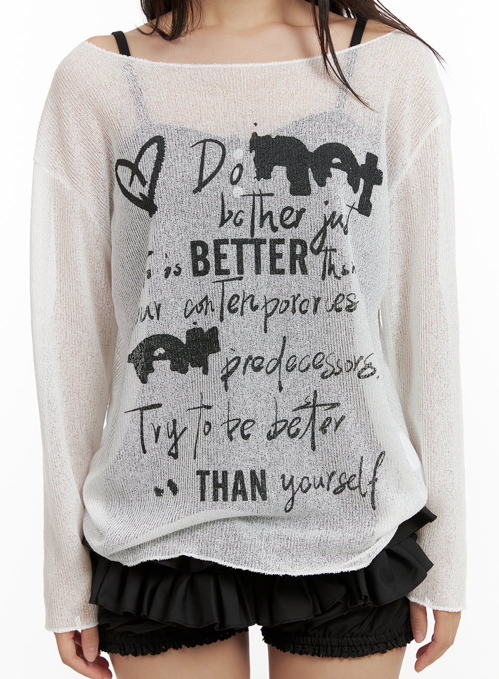 Sheer Graphic One-Shoulder Summer Sweater CU404