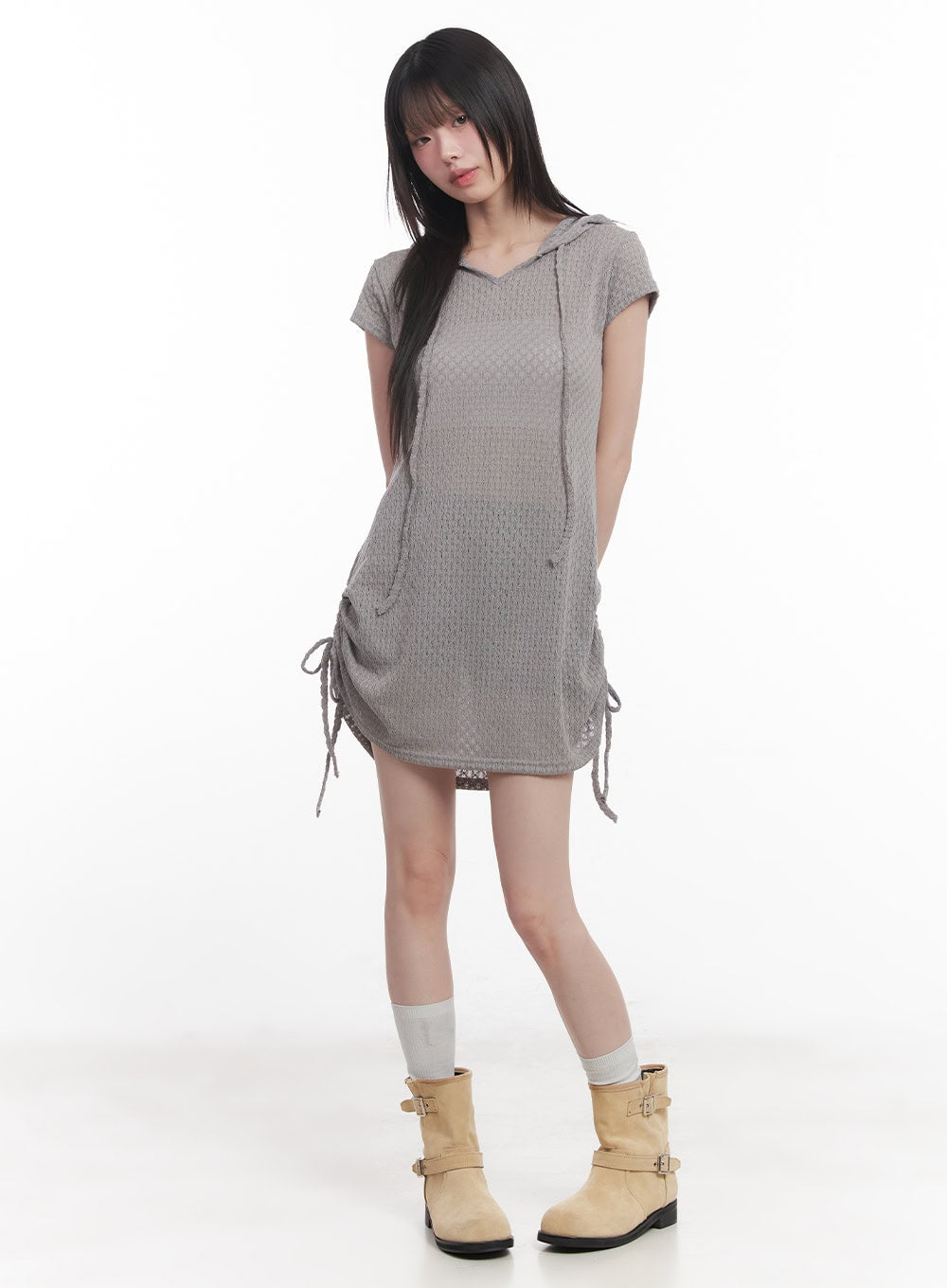 Hooded Loose-Fit Mini Dress CU505
