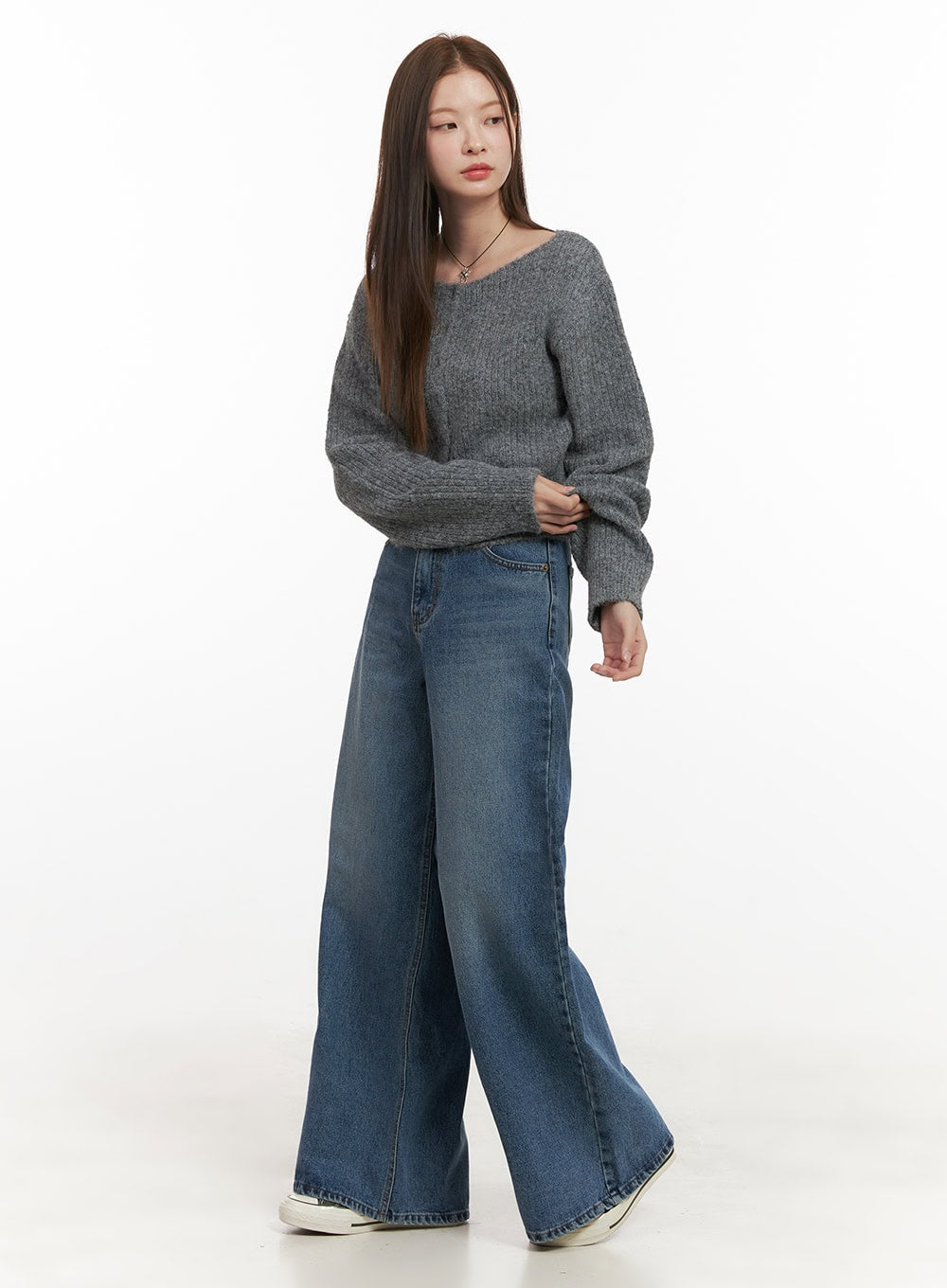 Wool Blend Button-Up Crop Sweater OD417