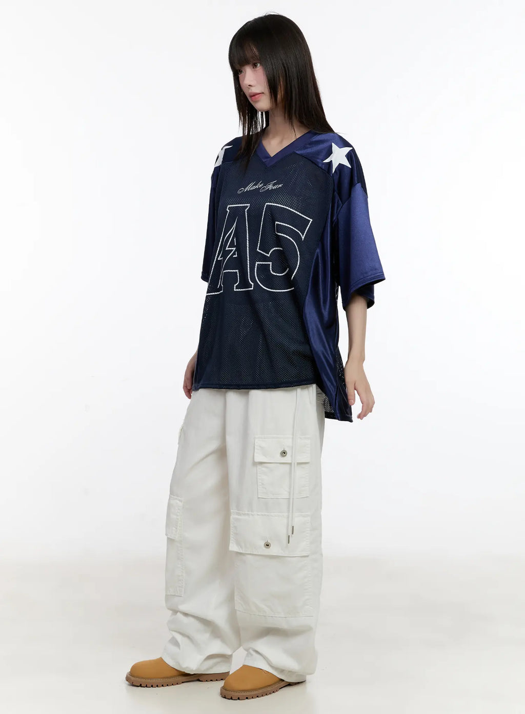 Side-Cinch Wide-Leg Cargo Pants CL507