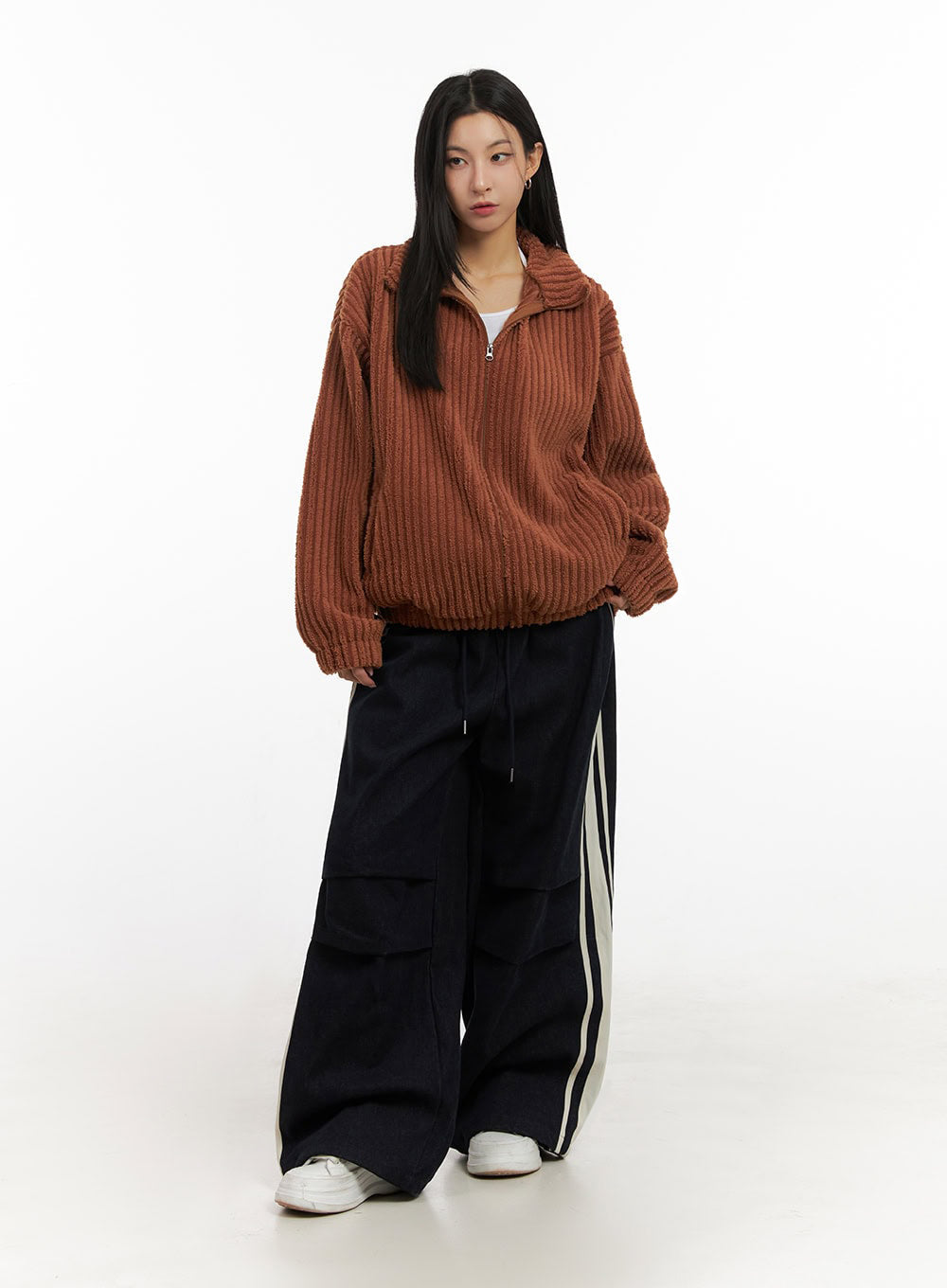 Striped Trackpants with Adjustable Waist IJ503