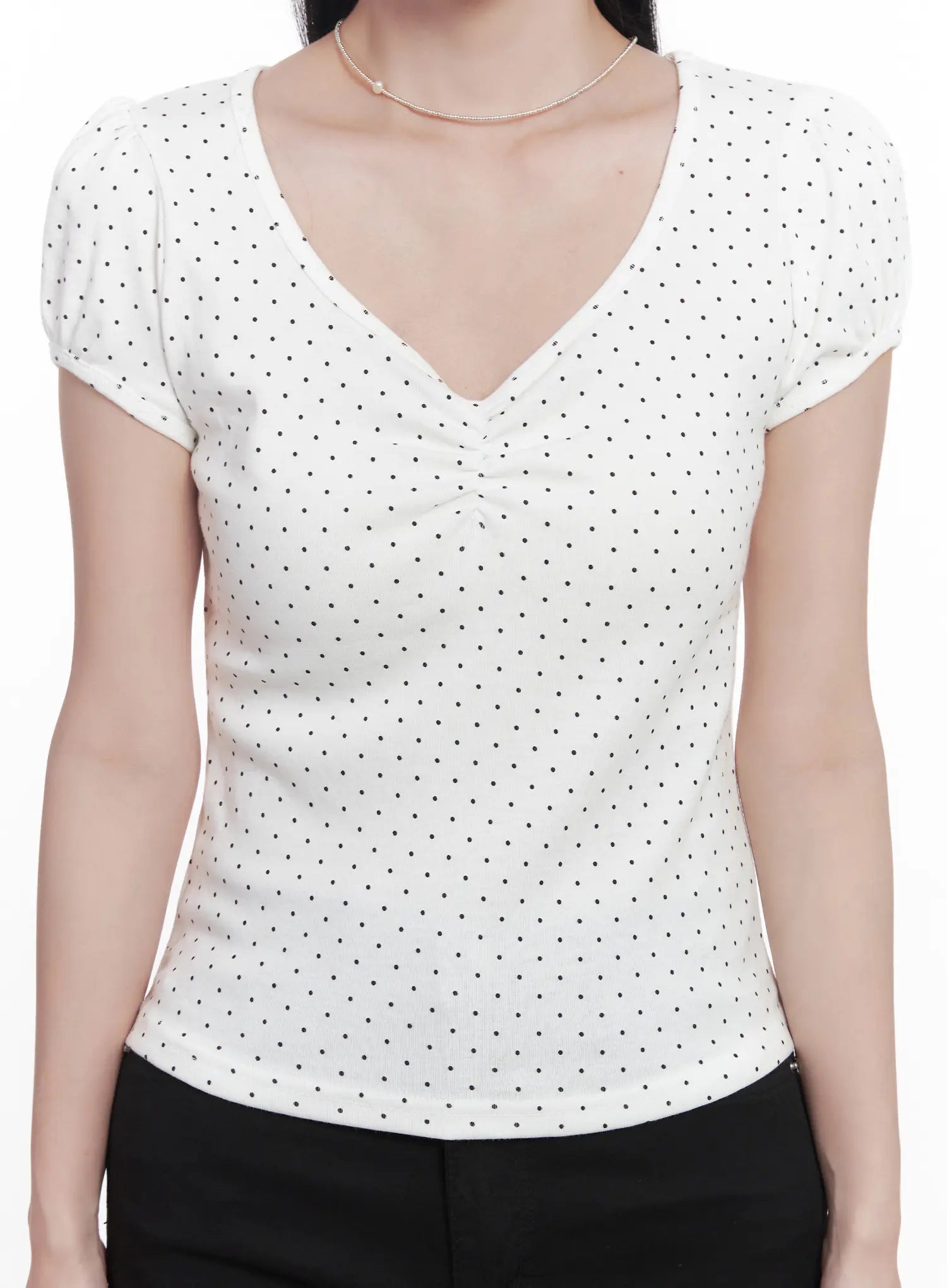 Polka-Dot V-Neck Tee CU525