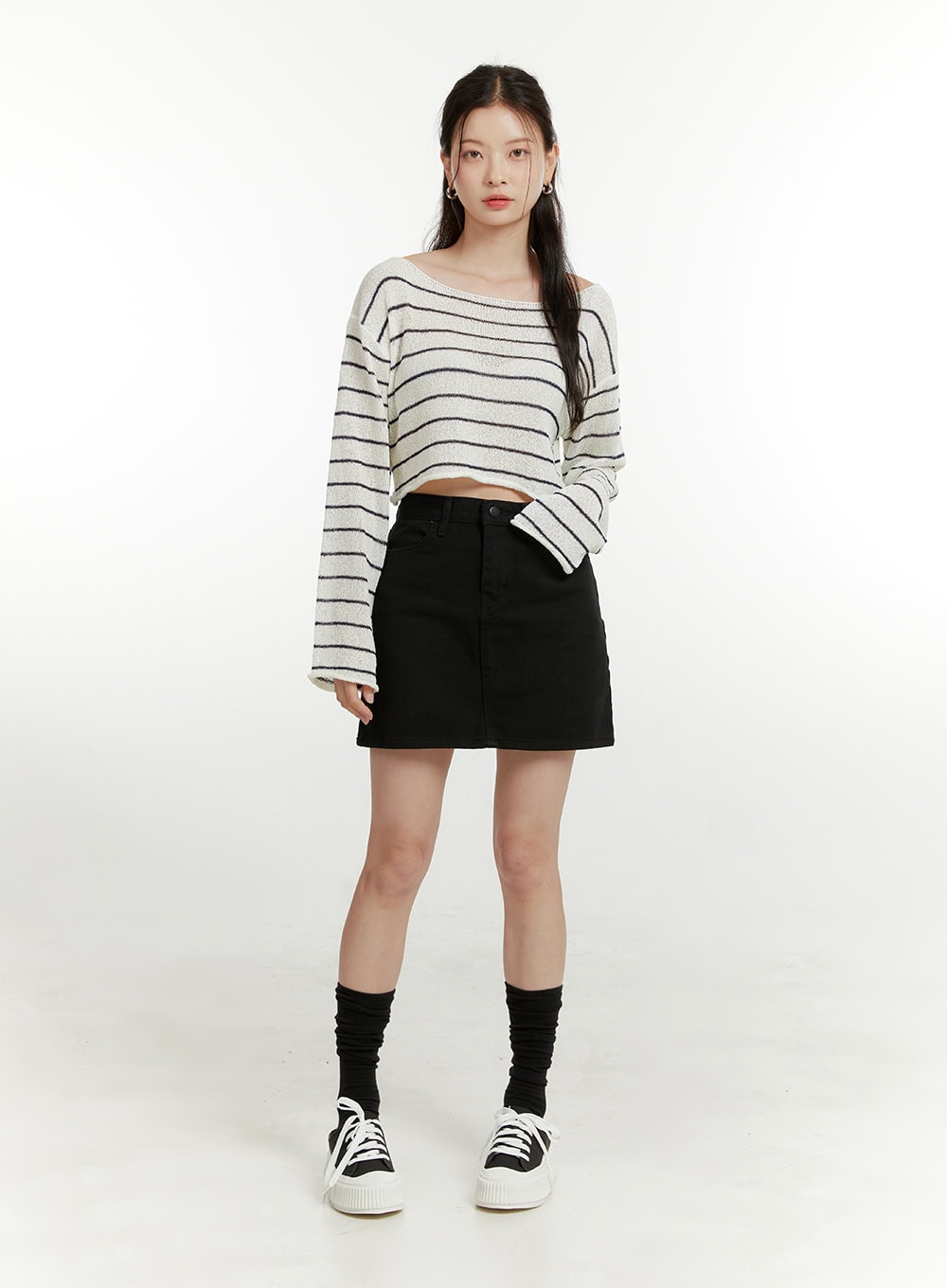 Cotton Solid Mini Skirt OU418
