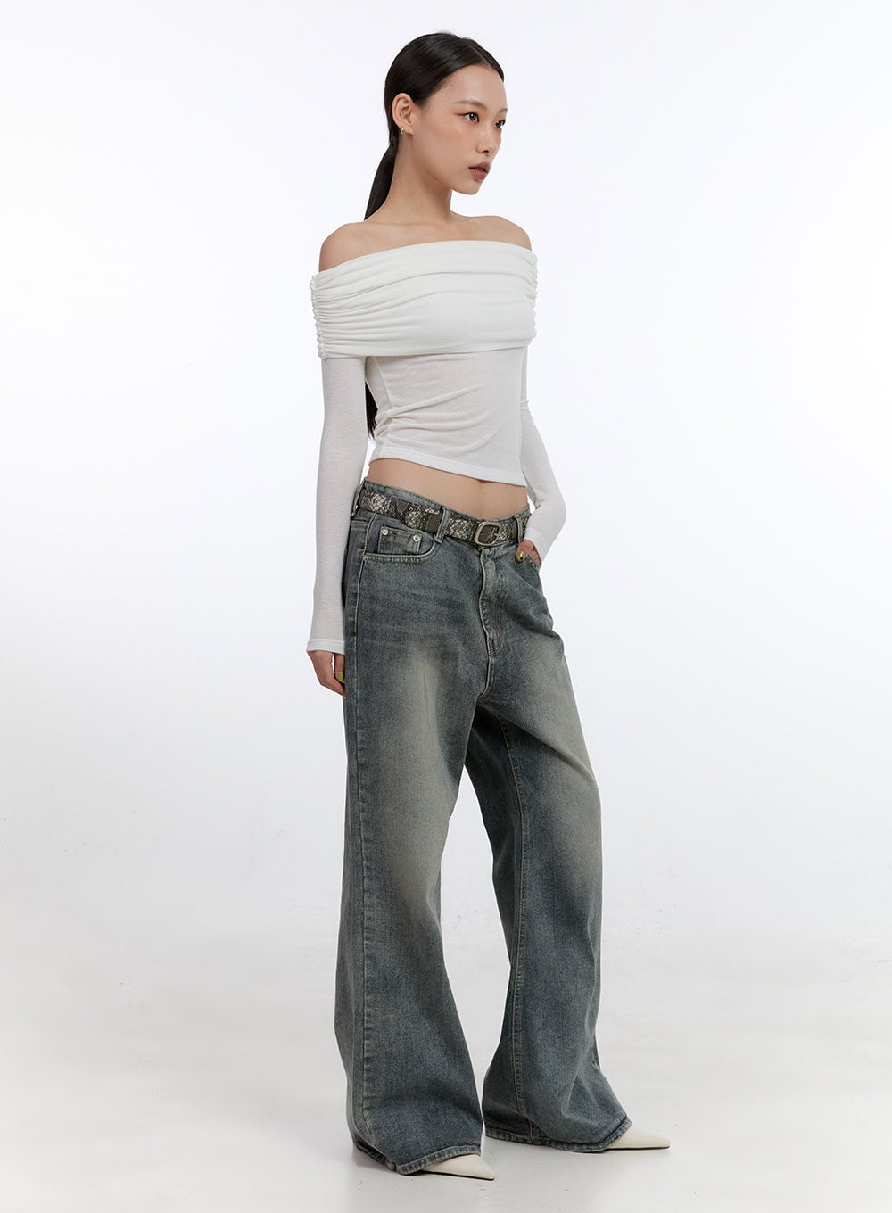 Elegant Shirred Off-Shoulder Top CN401