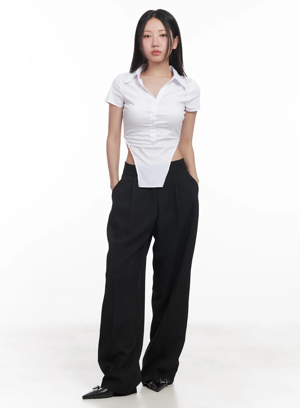 Pintuck Striped Wide-Fit Pants CU517