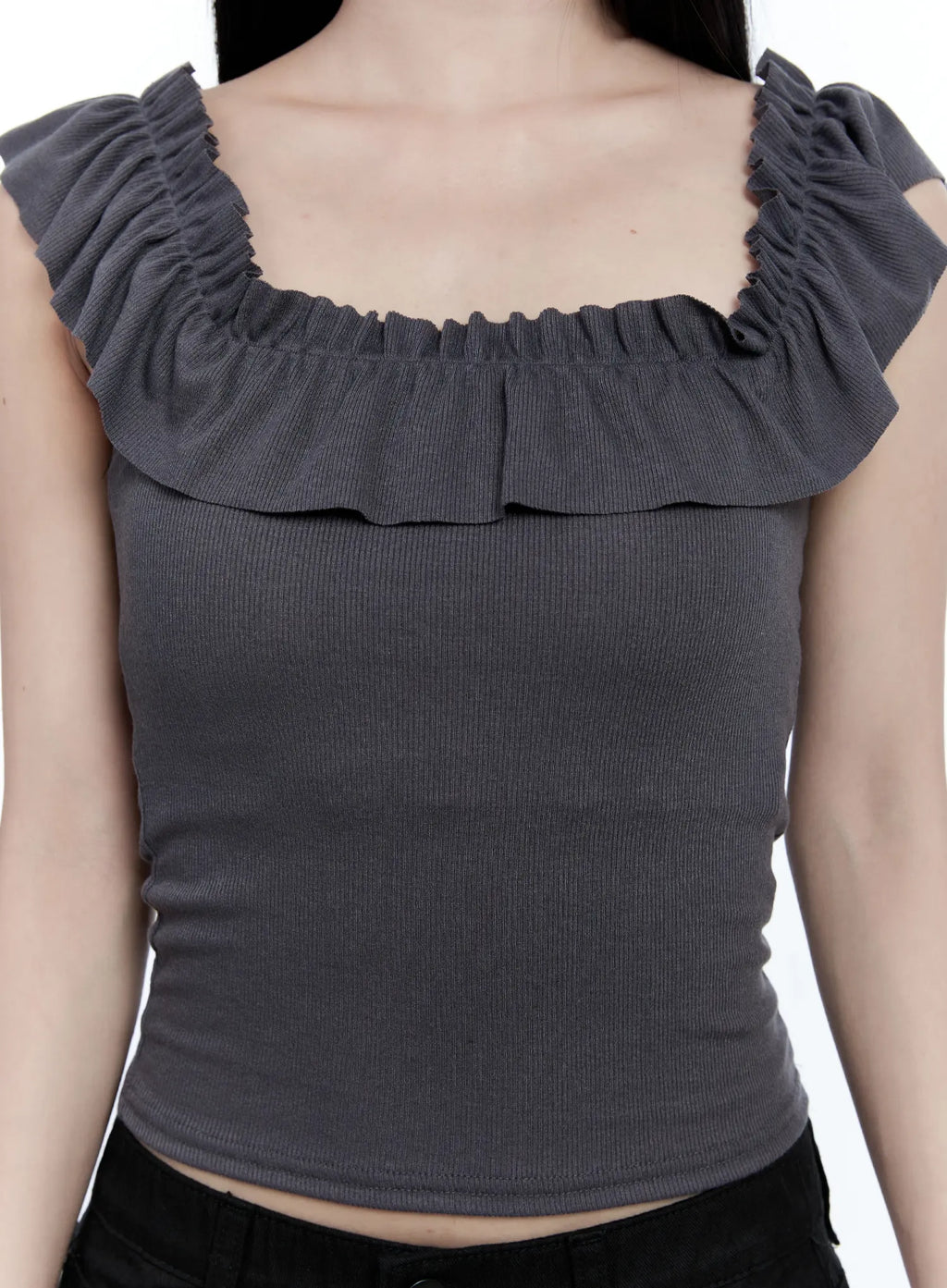 Ruffle Detail Square-Neck Top CG507