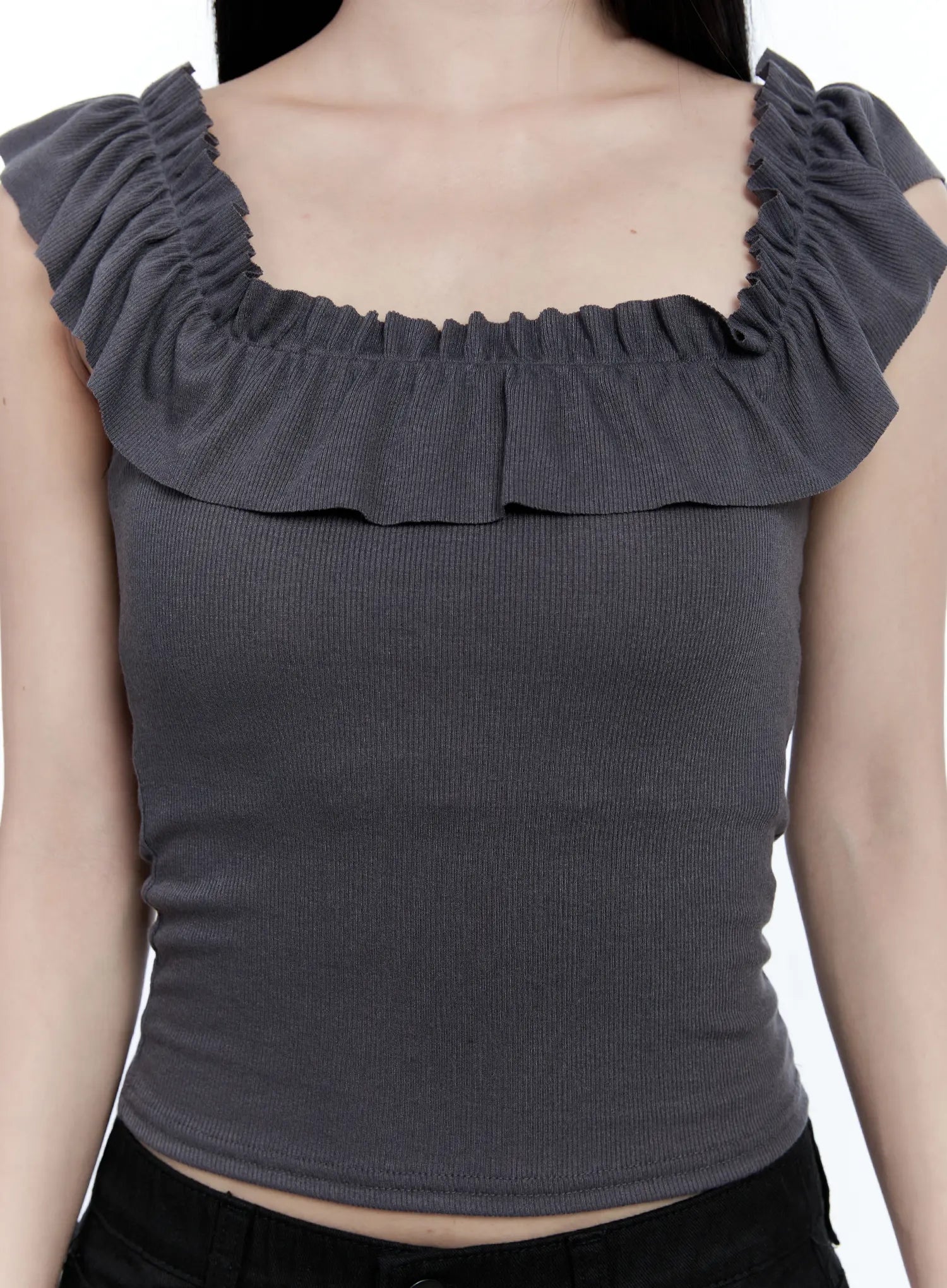Ruffle Detail Square-Neck Top CG507