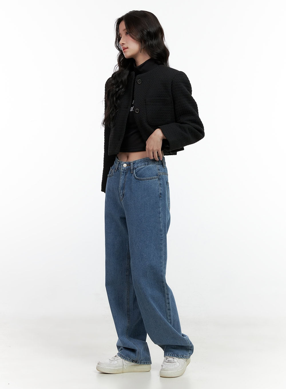 Tweed Buttoned Crop Jacket ON404