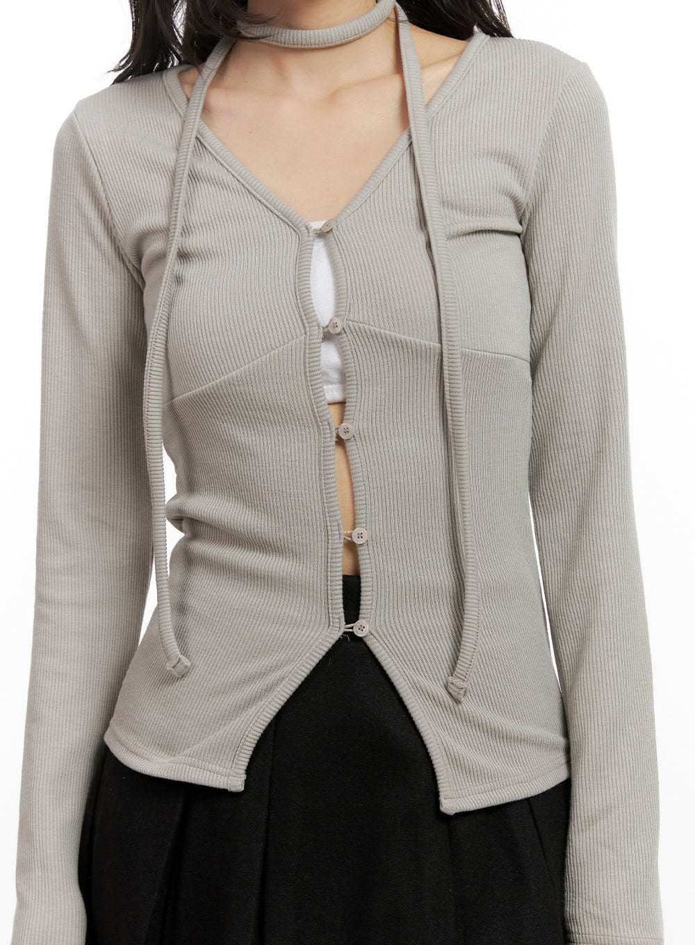 Buttoned V-Neck Slim-Fit Cardigan CN416