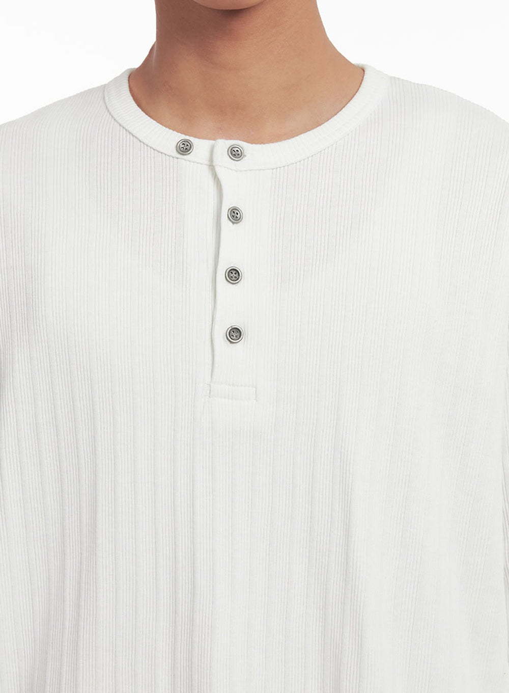 Men's Ribbed Buttoned Long-Sleeve Shirt IA511