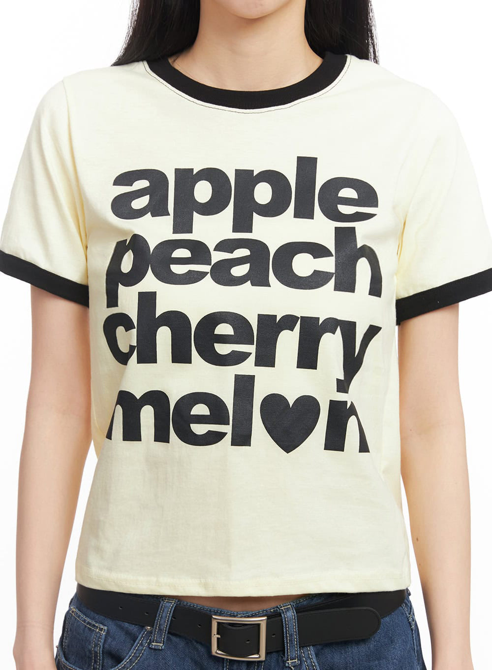 Contrast Graphic Crop Top IY529