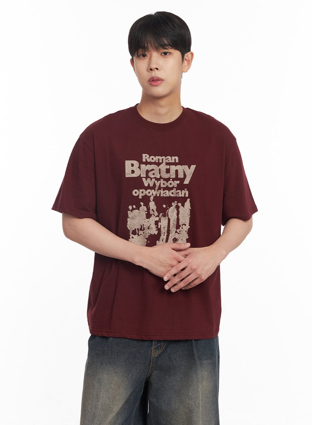 Men's Loose-Fit Round-Neck Graphic T-Shirt IY522