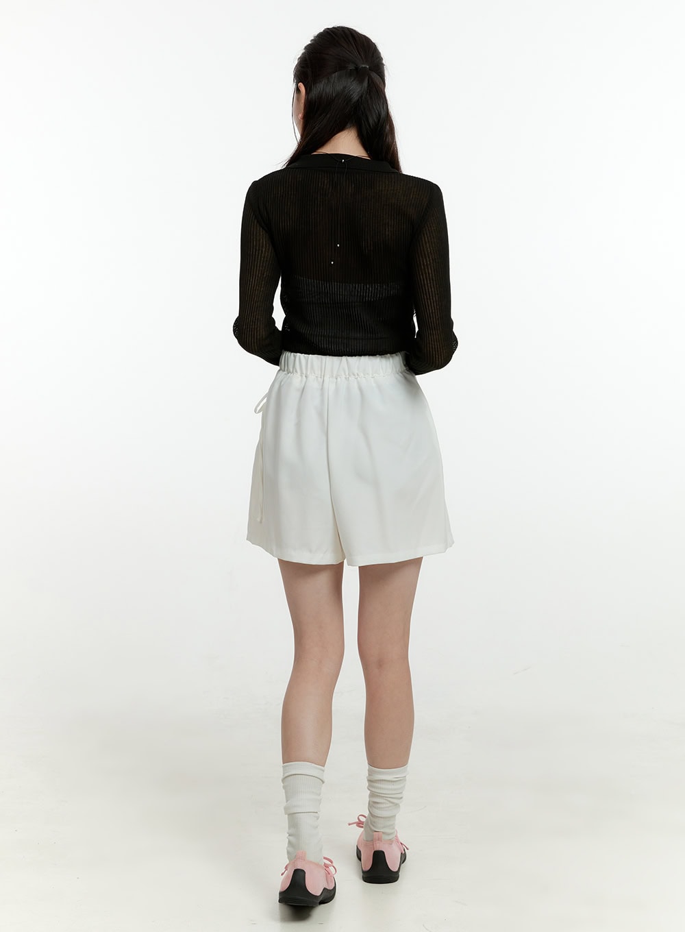 Sheer Ribbed Buttoned Cardigan OL430