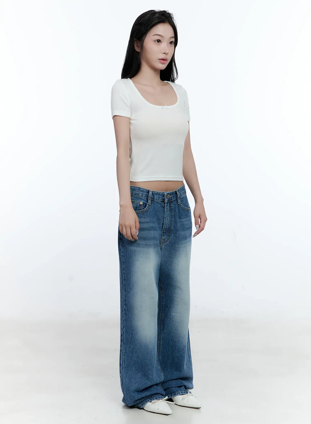 Ribbed U-Neck Crop Tee CL530