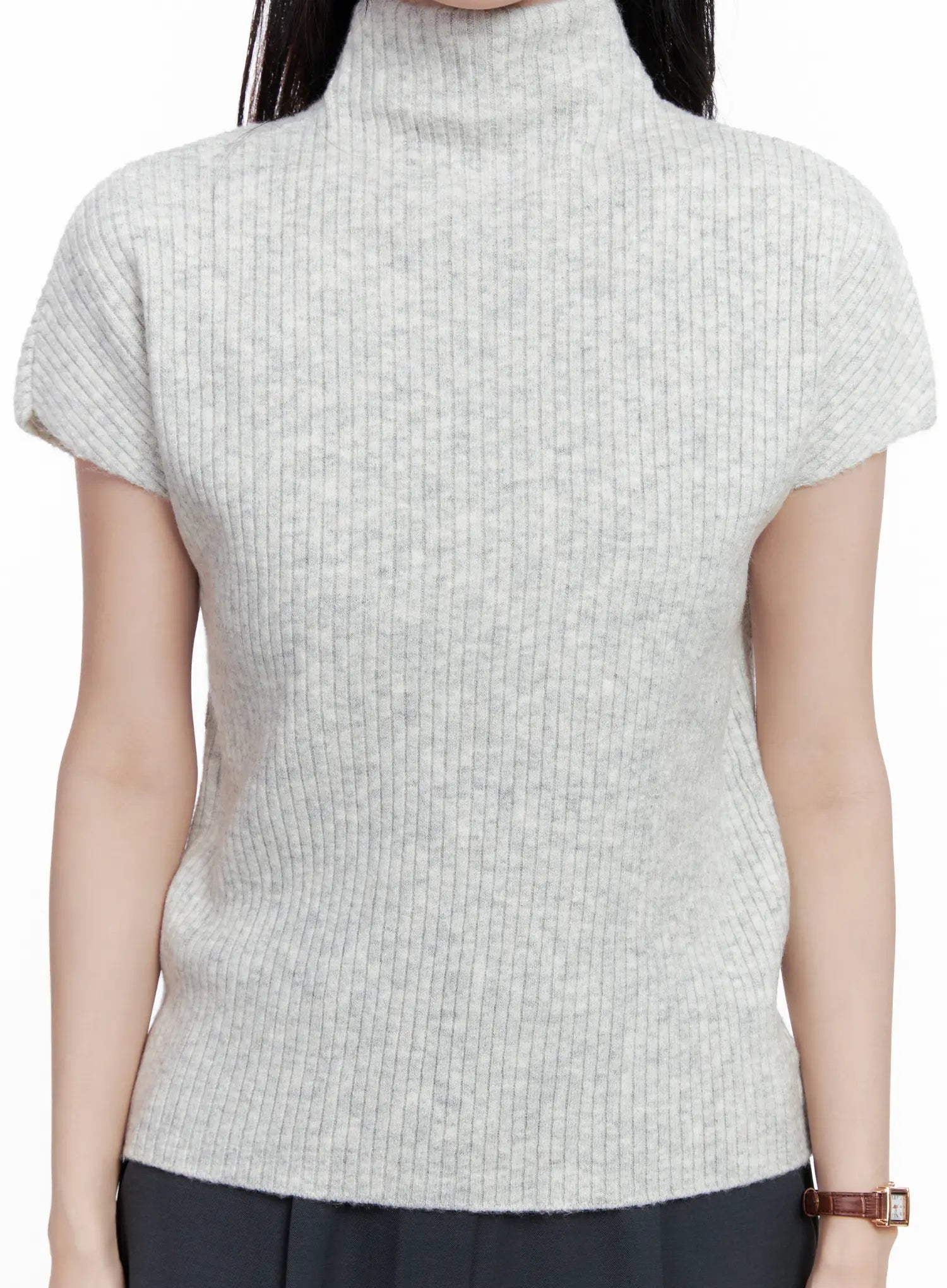 Ribbed Mock Neck Top CS523