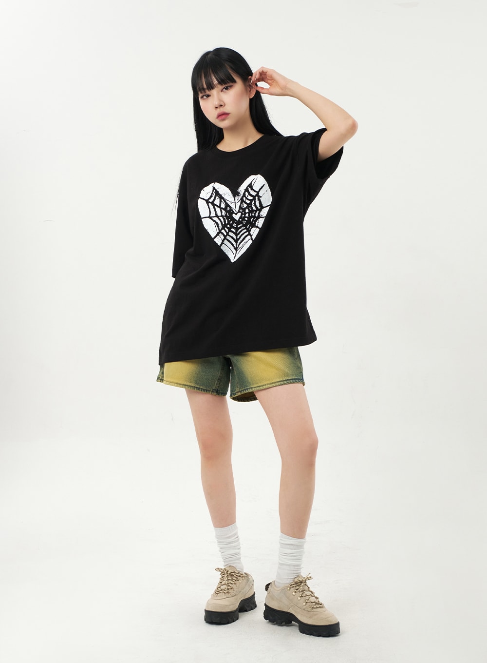 Yellow Wash Denim Shorts CA328