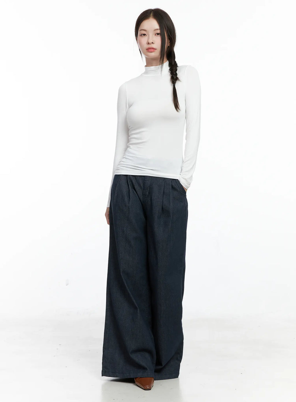 Basic Mock Neck Long Sleeve Top CO503