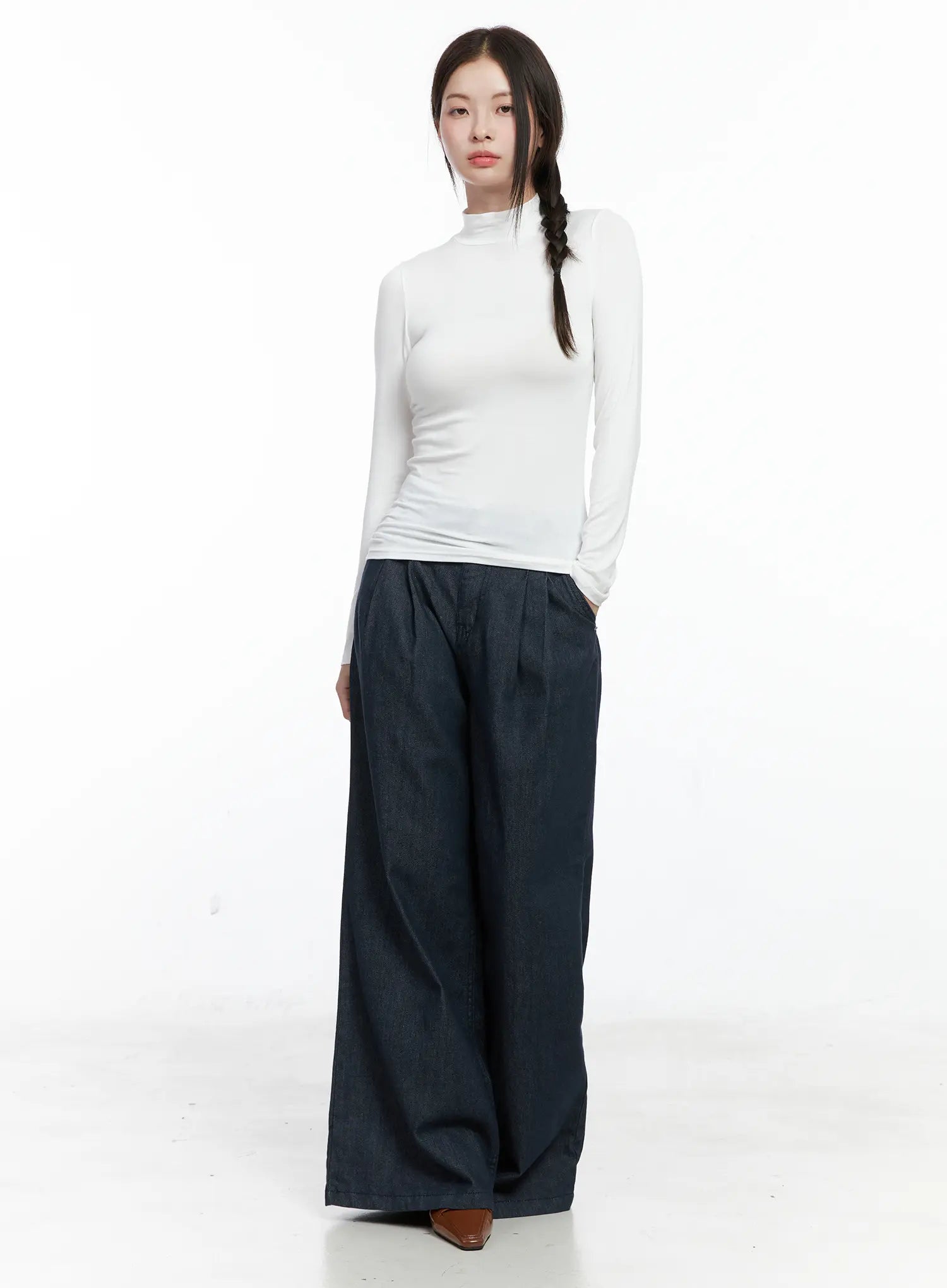 Basic Mock Neck Long Sleeve Top CO503