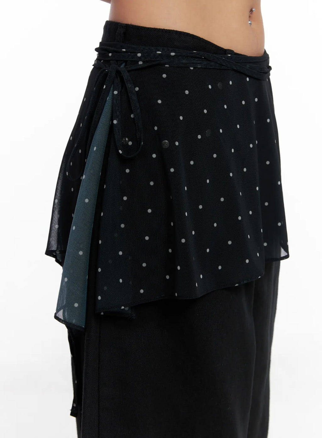 Asymmetric Polka Dot Mesh Wrap Mini Skirt CS524