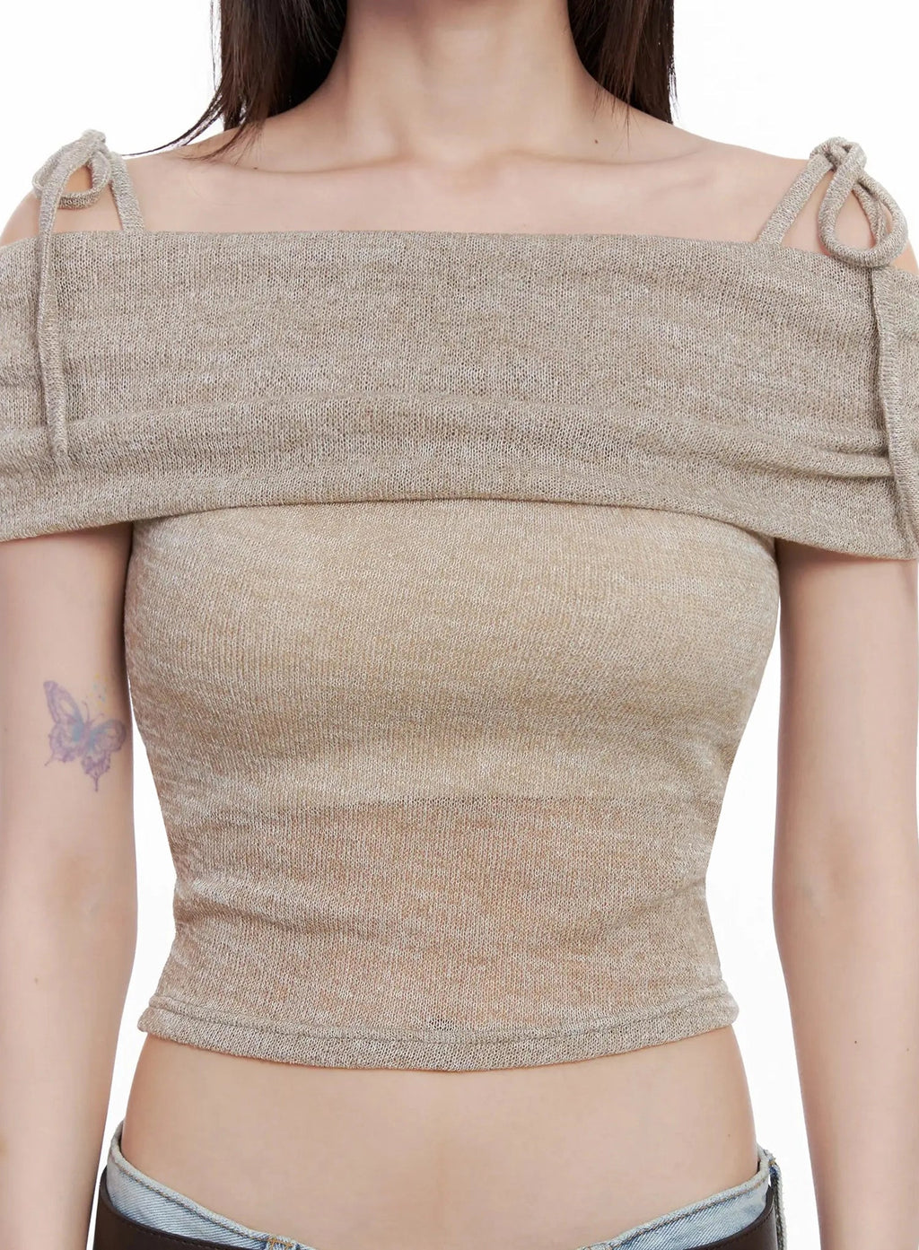 Textured Off-Shoulder Knit Top IL531