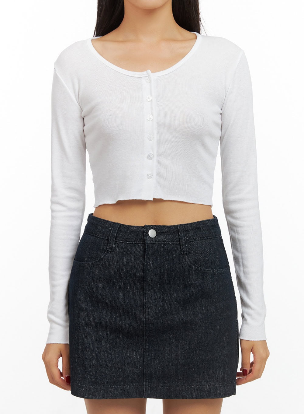 Buttoned U-Neck Crop Top IS427