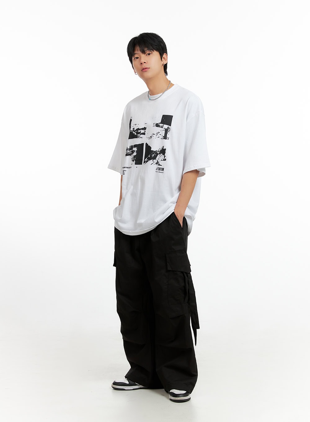 Men's Cargo Chic Cotton Wide-Leg Pants (Black) IG402
