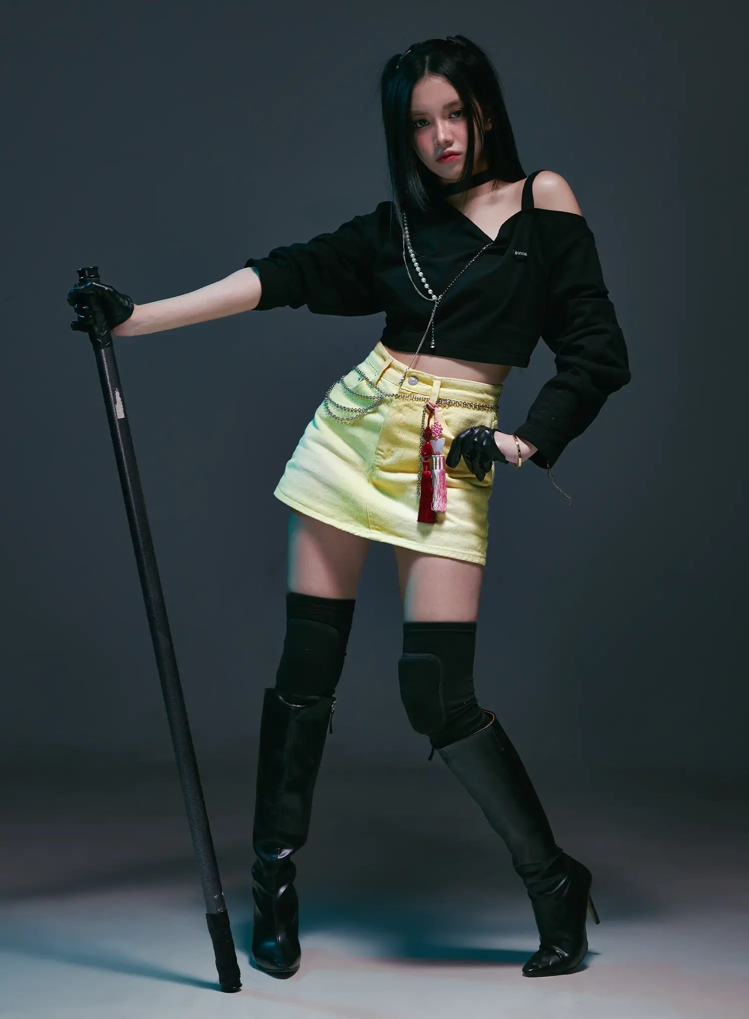 Asymmetrical Off-Shoulder Crop Top CS525