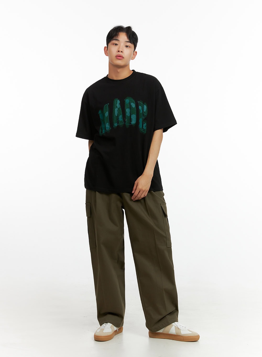 Men's Solid Cargo Pants (Dark Green) IU412