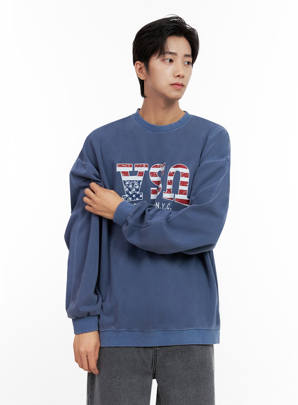 Men's Washed Graphic Sweatshirt IN401