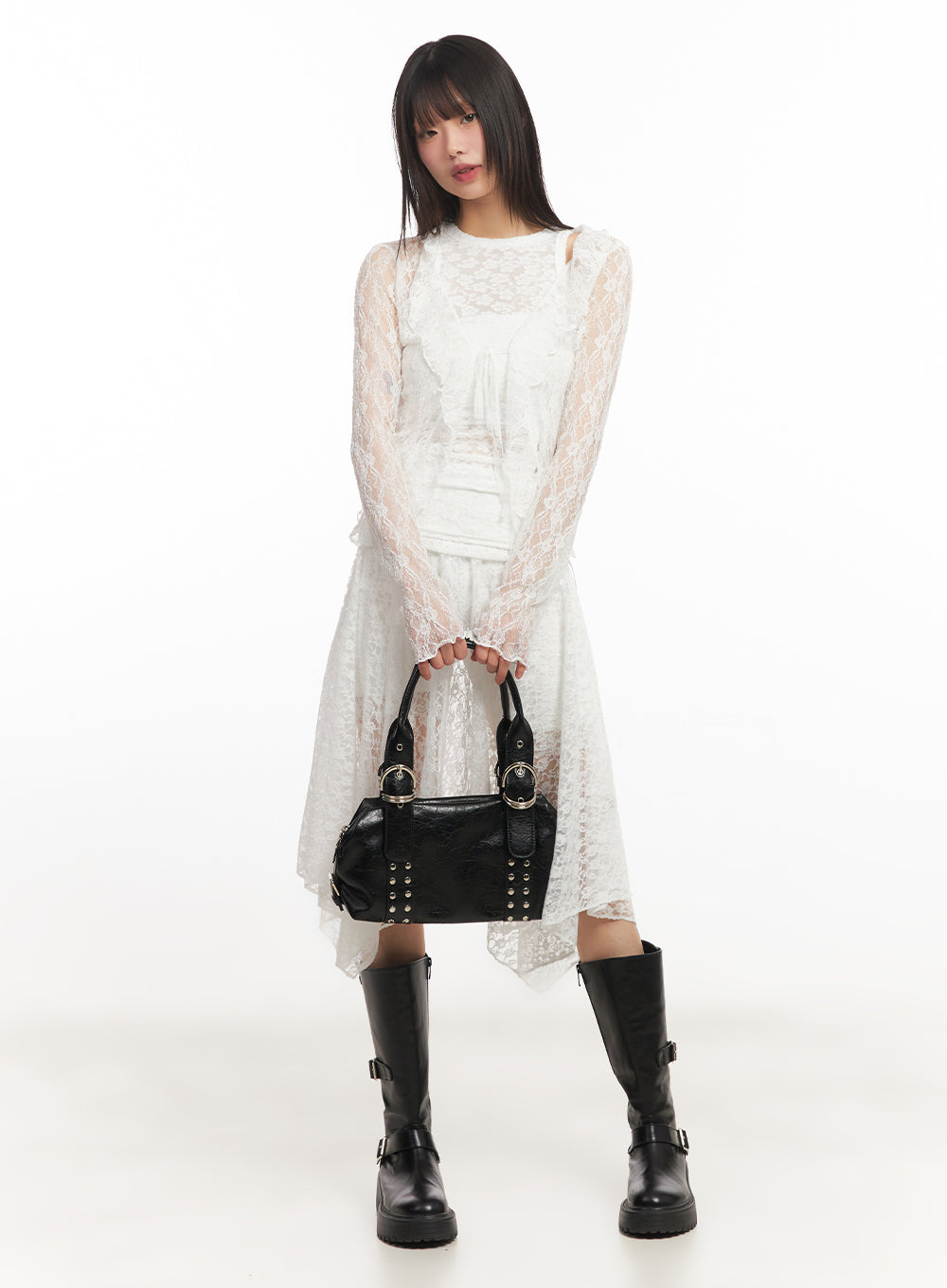 Sheer Lace Strap Cardigan IY502