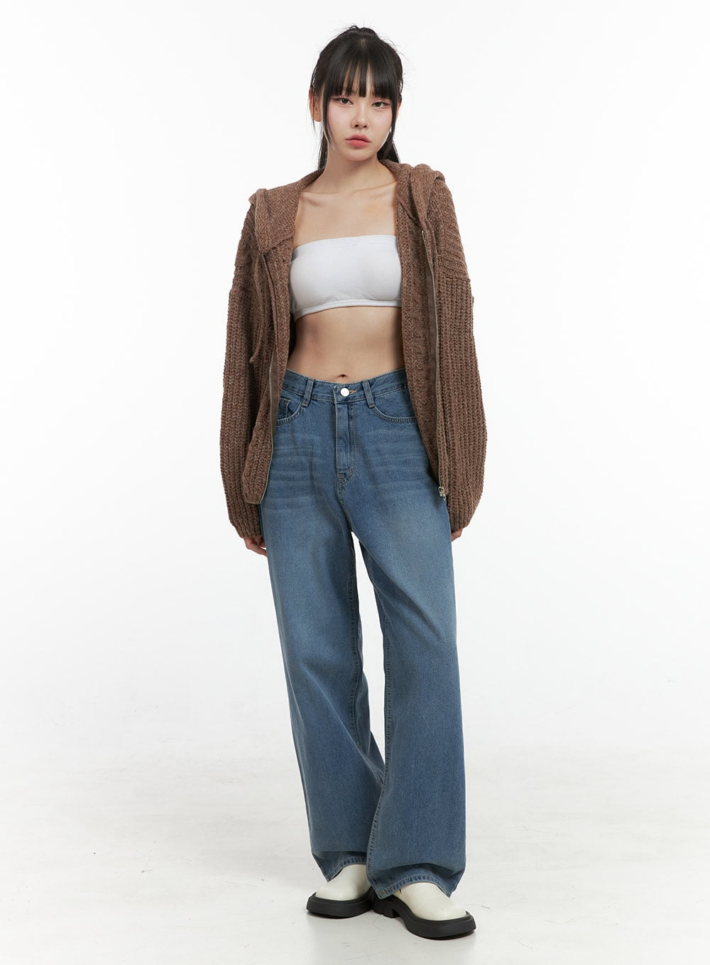 Oversized Cable Knit Hooded Sweater OS410